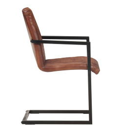 Chaises à manger cantilever lot de 6 marron cuir véritable