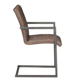 Chaises à manger cantilever lot de 6 marron cuir véritable