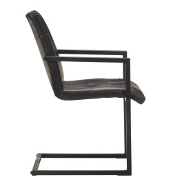 Chaises à manger cantilever lot de 2 noir cuir véritable