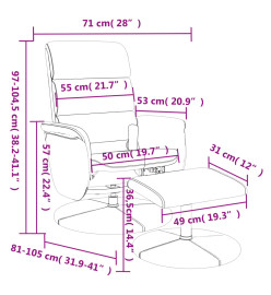 Fauteuil inclinable de massage avec repose-pied noir similicuir