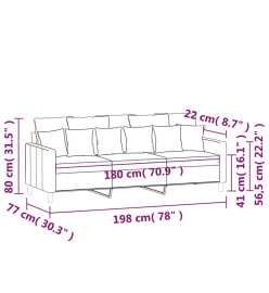 Canapé à 3 places Crème 180 cm Velours