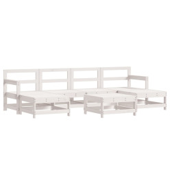 Salon de jardin 7 pcs Blanc Bois de pin massif