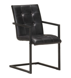 Chaises à manger cantilever lot de 6 noir cuir véritable