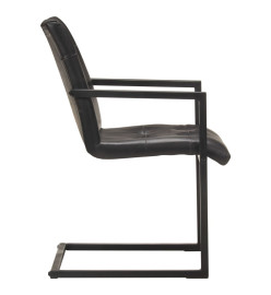 Chaises à manger cantilever lot de 6 noir cuir véritable