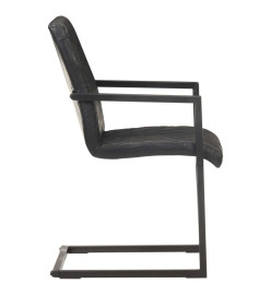 Chaises à manger cantilever lot de 4 noir cuir véritable