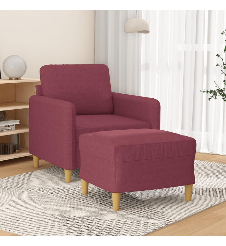 Fauteuil avec repose-pied Rouge bordeaux 60 cm Tissu