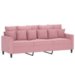 Canapé à 3 places avec repose-pieds Rose 180 cm Velours