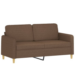 Canapé 2 places avec oreillers décoratifs marron 140 cm tissu