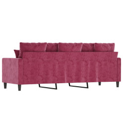 Canapé à 3 places Rouge bordeaux 180 cm Velours