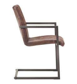 Chaises à manger cantilever lot de 6 marron cuir véritable