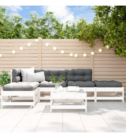 Salon de jardin 6 pcs Blanc Bois de pin massif