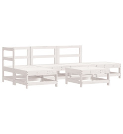 Salon de jardin 6 pcs Blanc Bois de pin massif