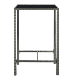 Table de bar de jardin Gris 70x70x110cm Résine tressée et verre