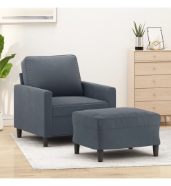 Fauteuil avec repose-pied Gris foncé 60 cm Velours