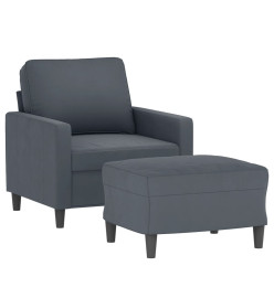 Fauteuil avec repose-pied Gris foncé 60 cm Velours