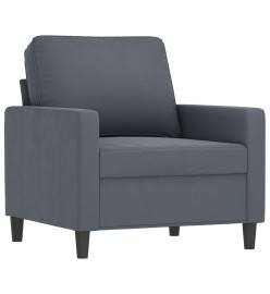 Fauteuil avec repose-pied Gris foncé 60 cm Velours