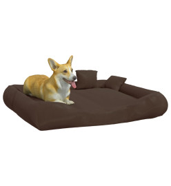 Coussin avec oreillers pour chien Marron 115x100x20 cm Tissu