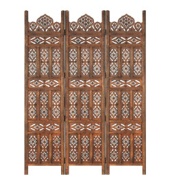 Cloison de séparation 3 panneaux Marron 120x165cm Bois manguier