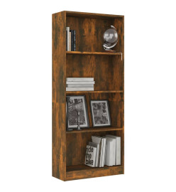 Bibliothèque 4 niveaux Chêne fumé 60x24x142cm Bois d'ingénierie