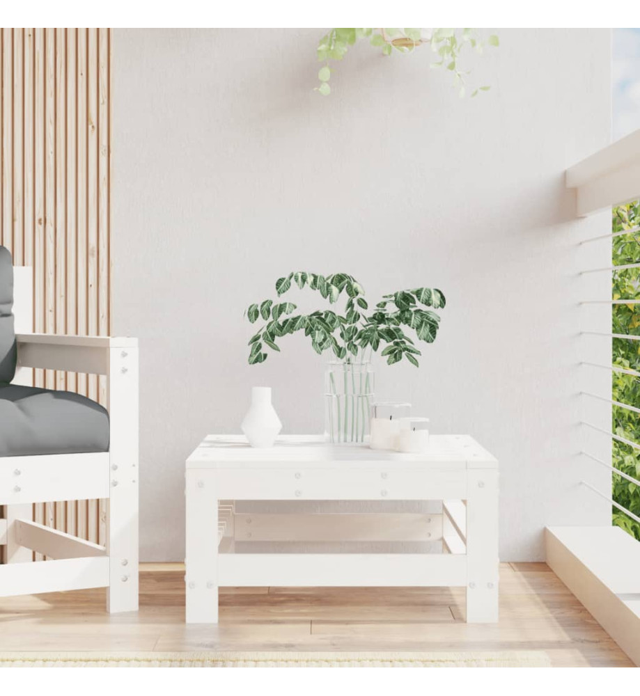 Repose-pied de jardin blanc bois de pin massif Repose-pied de jardin blanc bois de pin massif