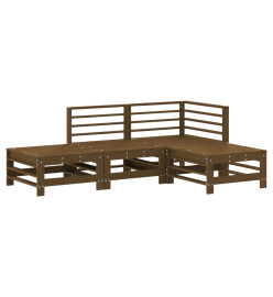 Salon de jardin 4 pcs marron miel bois de pin massif