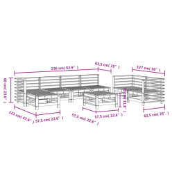 Salon de jardin 8 pcs bois de pin imprégné