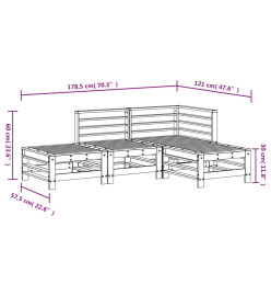 Salon de jardin 4 pcs bois de pin imprégné