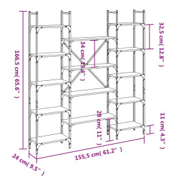 Bibliothèque chêne sonoma 155,5x24x166,5 cm bois d'ingénierie
