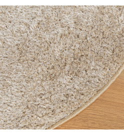 Tapis ISTAN à poils longs aspect brillant beige Ø 120 cm