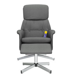 Fauteuil de massage inclinable et repose-pieds gris foncé tissu