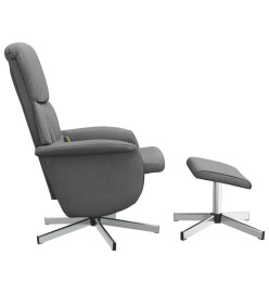 Fauteuil de massage inclinable et repose-pieds gris foncé tissu