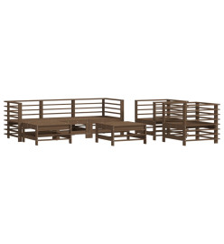 Salon de jardin 7 pcs Marron miel Bois de pin massif