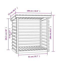 Support pour bois de chauffage Noir 108x73x108 cm Bois de pin