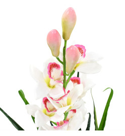 Plante artificielle Orchidée Cymbidium avec pot 100 cm Vert