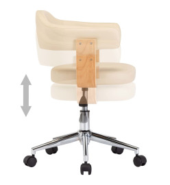 Chaise pivotante de bureau Crème Bois courbé et similicuir