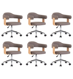 Chaises pivotantes à manger lot de 6 taupe bois courbé et tissu