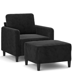 Fauteuil avec repose-pied Noir 60 cm Velours