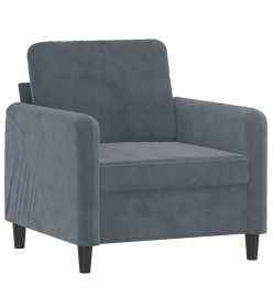 Fauteuil avec repose-pied Gris foncé 60 cm Velours