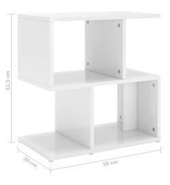 Tables de chevet 2 pcs Blanc brillant 50x30x51,5 cm Aggloméré