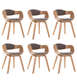 Chaises à manger lot de 6 bois courbé et tissu taupe