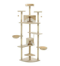 Arbre à chat avec griffoirs en sisal 203 cm Beige et Blanc