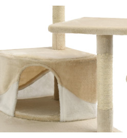 Arbre à chat avec griffoirs en sisal 203 cm Beige et Blanc