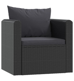 Salon de jardin 7 pcs avec coussins Résine tressée Noir