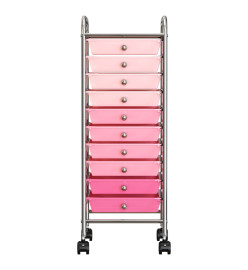 Chariot de rangement mobile à 10 tiroirs Ombre Rose Plastique