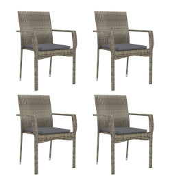 Mobilier à dîner de jardin et coussins 5 pcs noir et gris