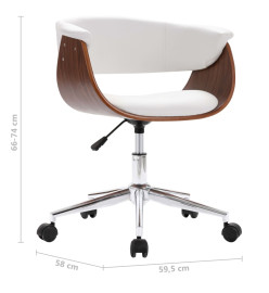 Chaise pivotante de bureau Blanc Bois courbé et similicuir