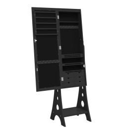 Armoire à bijoux miroir avec lumières LED sur pied noir