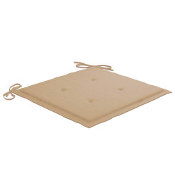 Chaises de jardin 6 pcs avec coussins beige Bois de teck massif