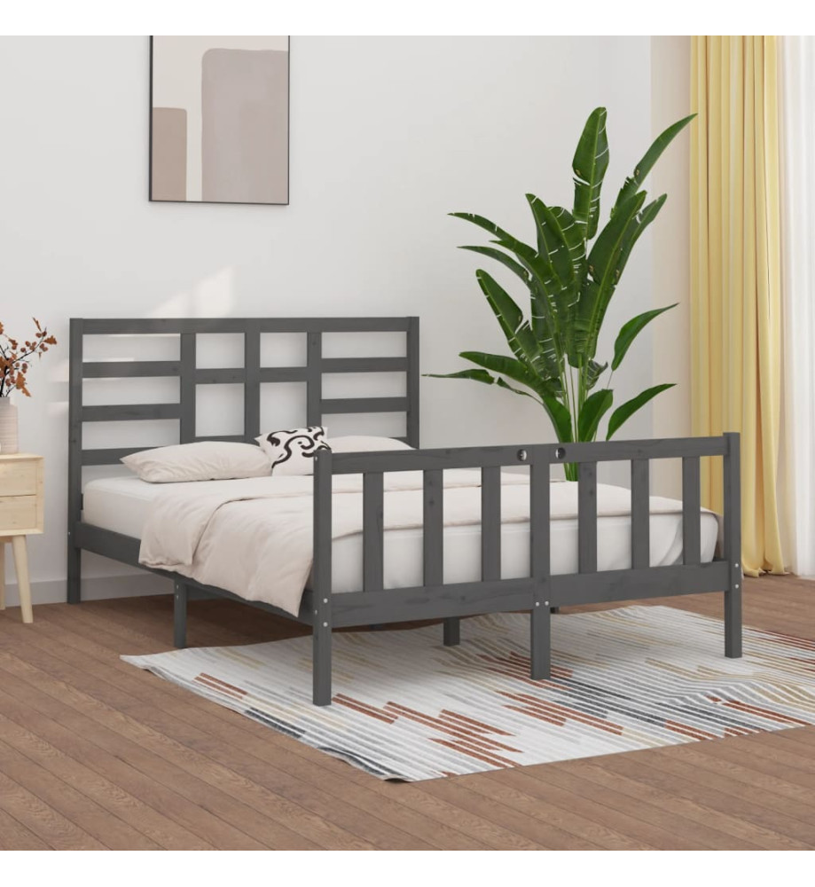 Cadre de lit Gris Bois de pin massif 160x200 cm Cadre de lit Gris Bois de pin massif 160x200 cm
