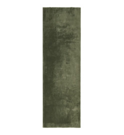 Tapis HUARTE à poils courts doux et lavable vert forêt 80x250cm